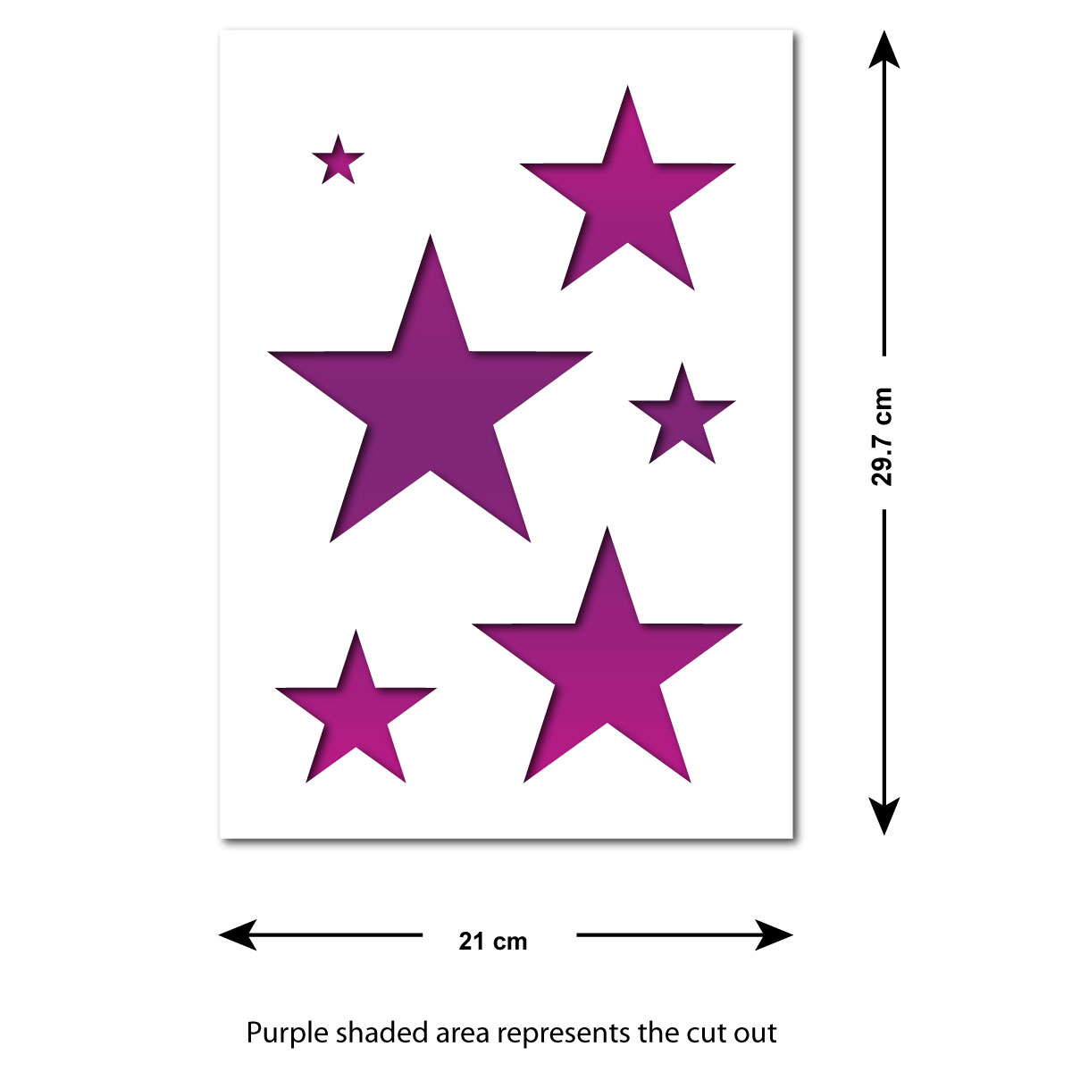 CraftStar A4 Stars Stencil Size Guide