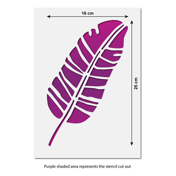 Banana Leaf Stencil Reusable Mylar 16 x 25 cm Tropical Leaf Stencil