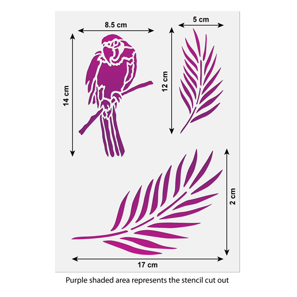 Parrot and Palm Fronds Stencil Tropical Bird /& Foliage Craft//Airbrush Stencil by CraftStar