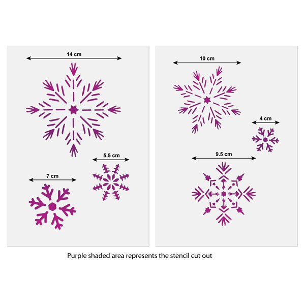 details about snowflake stencil set festive template 6 snowflake templates on 2 sheets snowflake stencil
