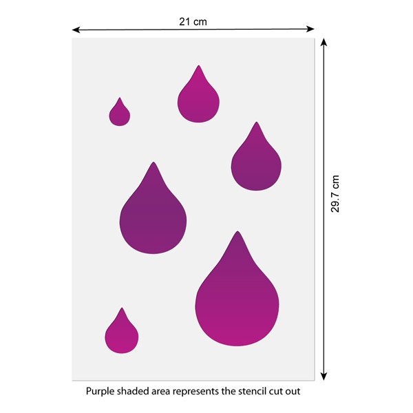 Raindrops Stencil - 6 Raindrop Template Sizes - from 2.5 to 10cm high ...