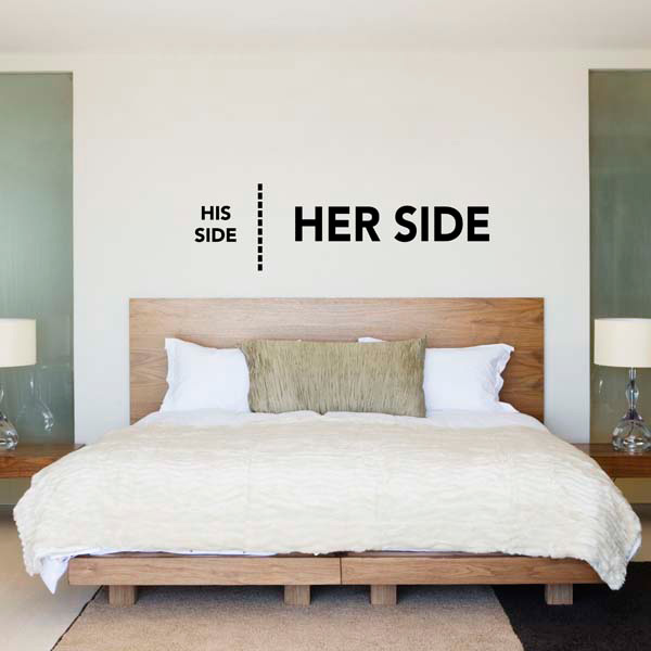 Details About His Side Her Side His Hers Bedroom Wall Sticker Decal Wedding Gift